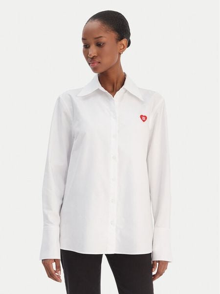 HUGO Koszula Erselia 50556398 Biały Regular Fit. Białe koszule damskie Hugo, bez wzorów, z bawełny, bez kołnierzyka, bez ramiączek. Za 539.99 zł.