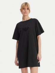 Emporio Armani Sukienka codzienna EW004078 AF20244 UC001 Czarny Regular Fit. Czarne sukienki damskie Emporio Armani, na co dzień, s, bez wzorów, z bawełny, bez kołnierzyka, bez ramiączek, proste. Za 469.99 zł.