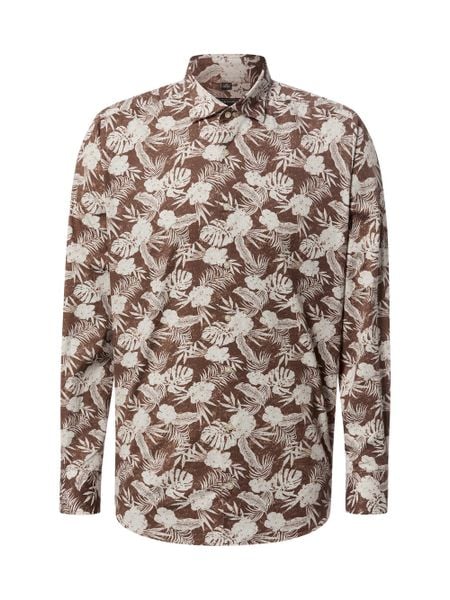 Finshley & Harding Koszula Mężczyźni Modern Fit Bawełna brązowy|biały, XL. Białe koszule męskie Finshley & Harding, m, bez wzorów, z bawełny, bez kołnierzyka, bez ramiączek. Za 129.95 zł.