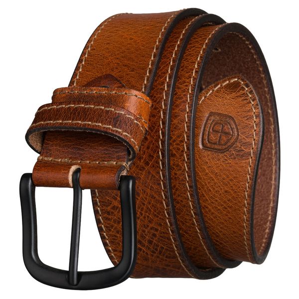 Pasek męski skórzany w jasnobrązowym kolorze z klasyczną klamrą Peterson PTN LTE-2727-TAN. Brązowe paski męskie Peterson, bez wzorów, klasyczne. Za 51.99 zł.