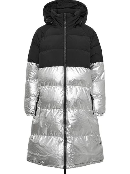 TicketWOMAN Płaszcz pikowany "Celine" w kolorze srebrno-czarnym rozmiar: 34. Czarne płaszcze damskie TicketWOMAN, bez wzorów. Za 347.99 zł.