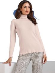 Heine Sweter w kolorze beżowym rozmiar: 50. Brązowe golfy damskie Heine, bez wzorów, ze splotem, bez ramiączek. Za 43.88 zł.