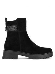 Sergio Bardi Botki WI16-E1099-01SB Czarny. Czarne botki damskie Sergio Bardi, ze skóry, bez obcasa, na płaskiej podeszwie, bez zapięcia. Za 299.99 zł.