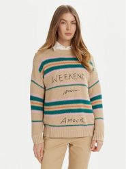 Weekend Max Mara Sweter Angus 2515361211 Beżowy Regular Fit. Brązowe swetry klasyczne damskie Weekend Max Mara, m, z bawełny, bez kołnierzyka. Za 719.99 zł.