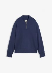 Bluza scuba z miękkiej mieszanki wiskozy. Niebieskie bluzy bez kaptura damskie bonprix, z wiskozy. Za 69.99 zł.