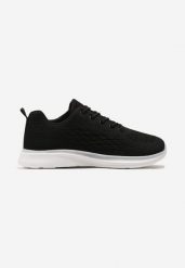 Czarne Lekkie Buty Sportowe ze Sznurowaną Przewiewną Cholewką Semaneva. Czarne buty sportowe na co dzień męskie Born2be, na lato, bez zapięcia. Za 79.99 zł.