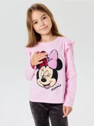 Bawełniana koszulka z cekinową aplikacją Minnie Mouse - różowy. Czerwone koszulki dziewczęce Sinsay, l, z aplikacjami, z bawełny, bez ramiączek. Za 15.99 zł.