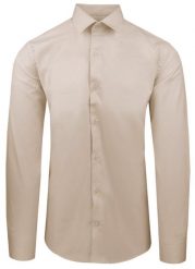 Beżowa Koszula Bawełniana o Taliowanym Kroju, Jednokolorowa. Brązowe koszule męskie Pazzani, bez wzorów, z bawełny, bez kołnierzyka, bez ramiączek. Za 169.00 zł.