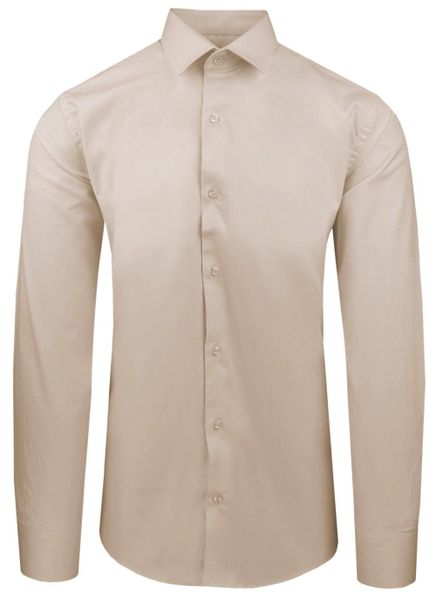 Beżowa Koszula Bawełniana o Taliowanym Kroju, Jednokolorowa. Brązowe koszule męskie Pazzani, bez wzorów, z bawełny, bez kołnierzyka, bez ramiączek. Za 169.00 zł.