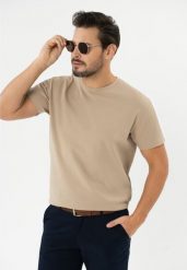 T-shirt ze strukturą TM-FROST. Brązowe t-shirty męskie Volcano, na lato, m, bez wzorów, z bawełny, bez kołnierzyka. Za 69.99 zł.