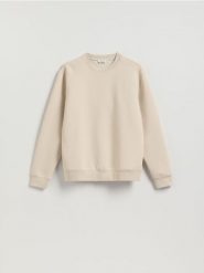 Bluza regular z bawełną - kremowy. Białe bluzy bez kaptura męskie Reserved, l, z bawełny. Za 99.99 zł.