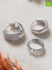 Lodie Silver Posrebrzane kolczyki-kreole (3 szt.) z cyrkoniami rozmiar: onesize. Szare kolczyki damskie Lodie Silver, z cyrkonią, metalowe. Za 56.99 zł.