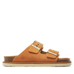 Klapki Genuins. Brązowe klapki damskie Genuins, bez wzorów, bez obcasa. Za 339.99 zł.