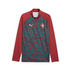 Męska koszulka na rozgrzewkę Portugalii z zamkiem 1/4 PUMA. Czerwone t-shirty sportowe męskie Puma, m, z materiału, bez ramiączek, do piłki nożnej. Za 339.00 zł.