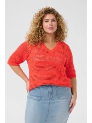 KAFFE curve Sweter w kolorze czerwonym rozmiar: L. Czerwone swetry klasyczne damskie KAFFE curve, l, bez kołnierzyka. Za 104.99 zł.