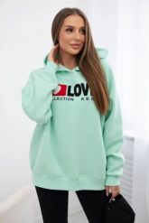 Bluza bawełniana ocieplana z kapturem Love miętowa. Zielone bluzy z kapturem damskie KESI, l, z bawełny. Za 271.84 zł.