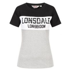 Koszulka damska Lonsdale Tallow. Czarne bluzki damskie Lonsdale, bez wzorów, bez kołnierzyka. Za 150.00 zł.
