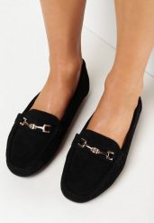 Czarne Mokasyny z Imitacji Zamszu z Metalową Ozdobą Gelalline. Czarne mokasyny damskie Born2be, z jeansu. Za 69.99 zł.