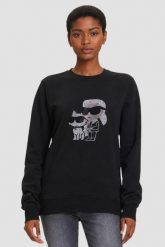 KARL LAGERFELD Czarna damska bluza z cyrkoniami Ikon Rs Duo, Rozmiar XL. Czarne bluzy bez kaptura damskie Karl Lagerfeld, xl. W wyprzedaży za 389.99 zł.