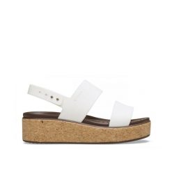 Sandały dla Kobiet Crocs Brooklyn Cork Low Wedge. Brązowe sandały damskie Crocs, bez wzorów, z materiału, bez obcasa, na koturnie. Za 231.99 zł.