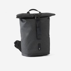Plecak rowerowy Elops Speed 500 odblaskowy. Czarne plecaki damskie Decathlon, bez wzorów, z materiału. Za 219.99 zł.