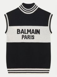 Balmain Sweter BV9A51-Z2361 Czarny Regular Fit. Czarne swetry dziewczęce Balmain, bez wzorów, z kaszmiru, bez kołnierzyka. Za 1,649.00 zł.