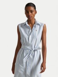 Polo Ralph Lauren Sukienka koszulowa 211973767001 Błękitny Regular Fit. Niebieskie sukienki damskie Polo Ralph Lauren, bez wzorów, z bawełny, bez kołnierzyka, bez ramiączek, koszulowe. Za 929.99 zł.