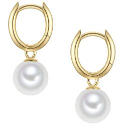 Rafaela Donata Kolczyki z Srebra Sterling w zlocie z perla muszlowa 1 ct Damski. Białe kolczyki damskie Rafaela Donata, z perłą, pozłacane. Za 219.99 zł.