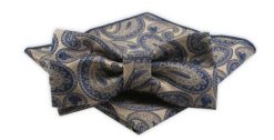 Zestaw: Mucha z Poszetką - Alties - Stare Złoto w Duże Paisley. Żółte krawaty i muchy męskie Alties, bez wzorów, eleganckie. Za 54.00 zł.