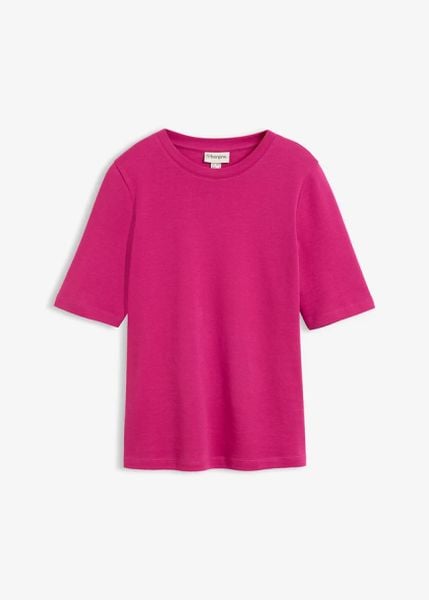 T-shirt z czystej bawełny organicznej. Czerwone t-shirty damskie bonprix, bez wzorów, z bawełny, bez kołnierzyka. Za 49.99 zł.