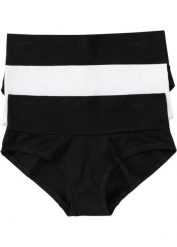 "Figi ciążowe ""panty"" (3 szt.), bawełna organiczna". Czarne figi damskie bonprix, bez wzorów, z bawełny. Za 57.99 zł.
