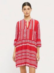 Miss goodlife Sukienka w kolorze czerwonym rozmiar: L. Czerwone sukienki damskie miss goodlife, na co dzień, l, bez wzorów, z wiskozy, bez kołnierzyka, bez ramiączek, midi, proste. Za 100.28 zł.