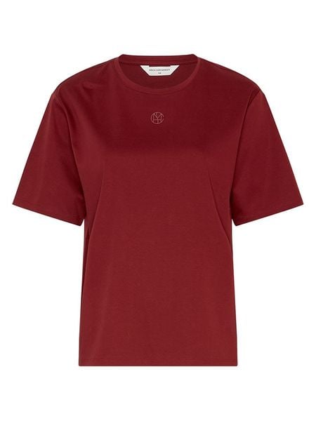 MOSS COPENHAGEN Koszulka w kolorze bordowym rozmiar: L/XL. Czerwone bluzki damskie MOSS COPENHAGEN, l, bez wzorów, z bawełny, bez kołnierzyka, bez ramiączek. Za 134.85 zł.