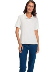 Heine Koszulka polo w kolorze kremowym rozmiar: 46. Brązowe bluzki damskie Heine, bez wzorów, bez kołnierzyka, bez ramiączek. Za 78.28 zł.