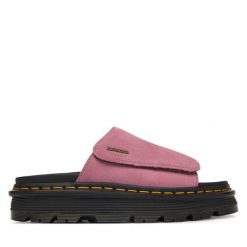 Klapki Dr. Martens. Czerwone klapki damskie Dr. Martens, bez wzorów, bez obcasa. Za 679.99 zł.