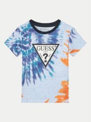 Guess T-Shirt N5GI07 K8HM4 Niebieski Regular Fit. Niebieskie t-shirty chłopięce Guess, z aplikacjami, z bawełny, bez ramiączek. Za 69.99 zł.