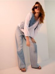 Jeansowa kamizelka z przeszyciami - niebieski. Niebieskie kamizelki damskie Sinsay, l, z jeansu. Za 49.99 zł.