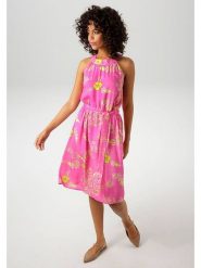 Aniston Sukienka w kolorze jasnoróżowo-żółtym rozmiar: 42. Różowe sukienki damskie Aniston, na co dzień, bez wzorów, z tkaniny, bez kołnierzyka, bez ramiączek, midi, proste. Za 60.88 zł.