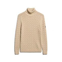 Sweter na plecionce z golfem damski Superdry. Czarne golfy damskie Superdry., xl, bez wzorów, ze splotem, bez ramiączek. Za 318.95 zł.