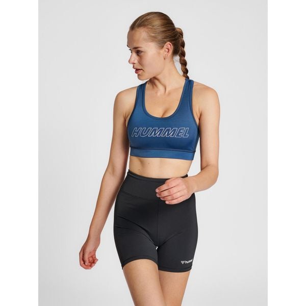Damski biustonosz sportowy Hummel Te Tola. Niebieskie biustonosze sportowe damskie HUMMEL, bez wzorów, z dżerseju. Za 145.00 zł.