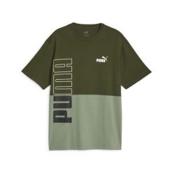 Koszulka sportowa męska Puma Power Colorblock. Zielone t-shirty sportowe męskie Puma, l, z bawełny, bez ramiączek. Za 92.99 zł.