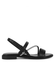 Lasocki Sandały EST-AFIONA-12 Czarny. Czarne sandały damskie Lasocki, bez wzorów, z materiału, bez obcasa, na płaskiej podeszwie. Za 129.99 zł.