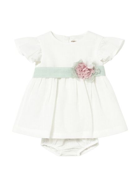 Mayoral Sukienka elegancka 1886 Biały Regular Fit. Białe sukienki dziewczęce Mayoral, bez wzorów, z bawełny, eleganckie, bez ramiączek. Za 188.99 zł.
