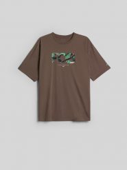 4F T-shirt loose z nadrukiem męski - brązowy XL. Brązowe t-shirty męskie 4f, m, bez wzorów, z bawełny, bez kołnierzyka. Za 69.99 zł.