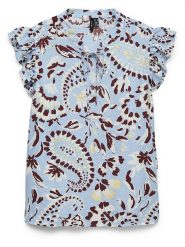 Vero Moda Bluzka w kolorze błękitno-brązowym rozmiar: M. Brązowe bluzki damskie Vero Moda, m, bez wzorów, z wiskozy, klasyczne, bez kołnierzyka, bez ramiączek. Za 83.03 zł.