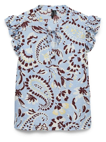 Vero Moda Bluzka w kolorze błękitno-brązowym rozmiar: M. Brązowe bluzki damskie Vero Moda, m, bez wzorów, z wiskozy, klasyczne, bez kołnierzyka, bez ramiączek. Za 83.03 zł.