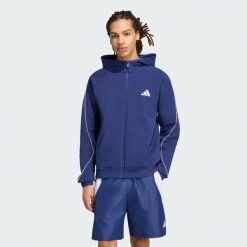 BLUZA STADIUM Z KAPTUREM, MAŁYM LOGO I SUWAKIEM NA CAŁEJ DŁUGOŚCI. Czarne bluzy z kapturem męskie Adidas, uniwersalny, z bawełny. Za 329.00 zł.