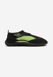 Czarno-Zielone Buty Sportowe z Elastyczną Cholewką do Wody Nimiliara. Czarne buty sportowe na co dzień męskie Born2be, na lato, bez zapięcia. Za 34.99 zł.