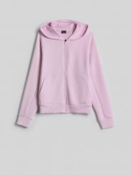 4F Bluza dresowa regular z kapturem damska - różowa XS. Czerwone bluzy z kapturem damskie 4f, xs, bez wzorów, z dresówki. Za 169.99 zł.