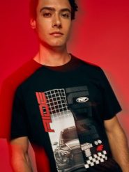 4F T-shirt regular z nadrukiem męski - czarny L. Czarne t-shirty męskie 4f, l, bez wzorów, z bawełny, bez kołnierzyka. Za 79.99 zł.